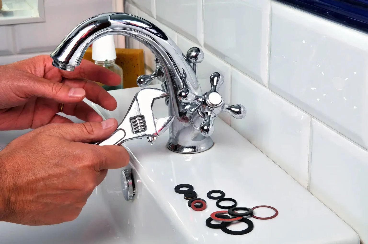 Plumber maintaining a bathroom faucet in Lodi