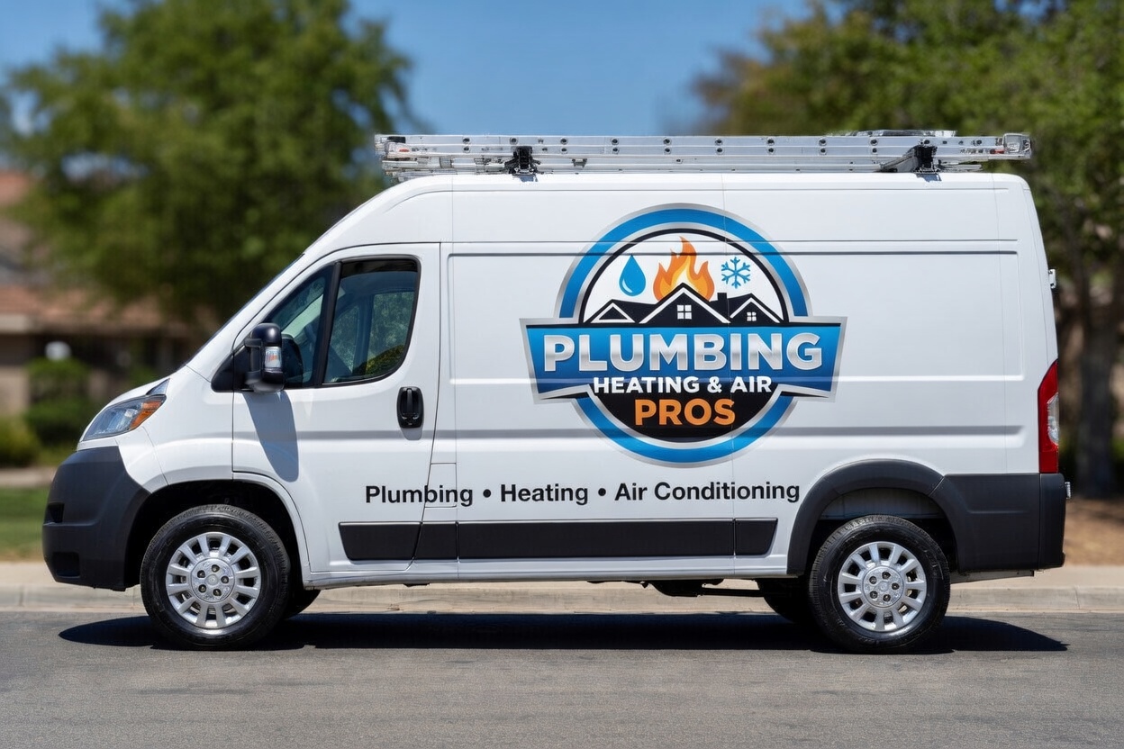 Local plumbing heating and air service van serving Lodi